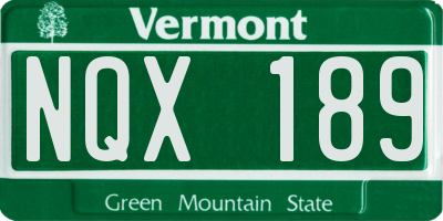 VT license plate NQX189