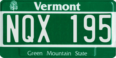 VT license plate NQX195