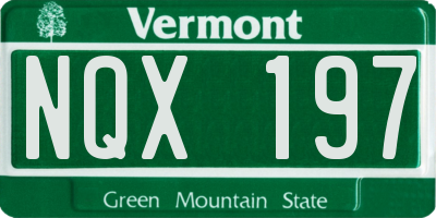VT license plate NQX197