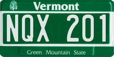 VT license plate NQX201