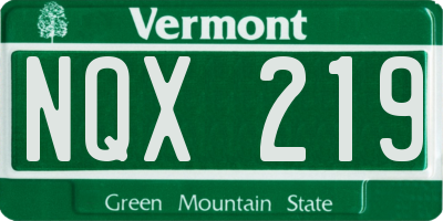VT license plate NQX219
