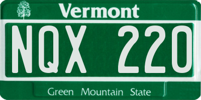 VT license plate NQX220