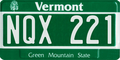 VT license plate NQX221