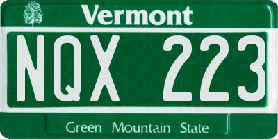 VT license plate NQX223