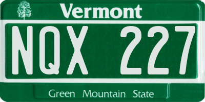 VT license plate NQX227
