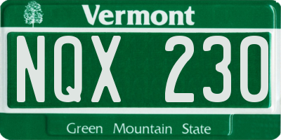 VT license plate NQX230