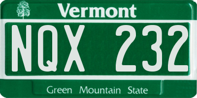 VT license plate NQX232