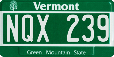 VT license plate NQX239