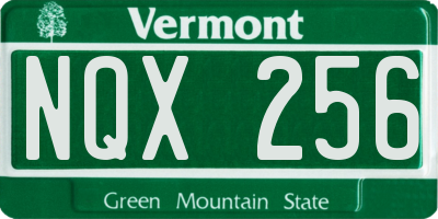 VT license plate NQX256