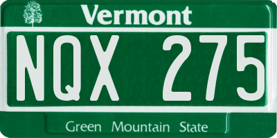 VT license plate NQX275