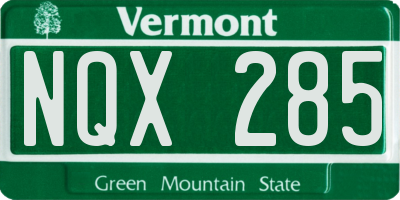 VT license plate NQX285