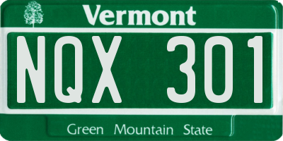 VT license plate NQX301