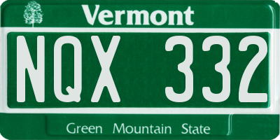 VT license plate NQX332