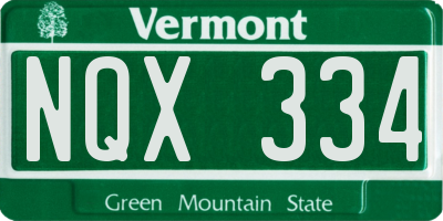 VT license plate NQX334