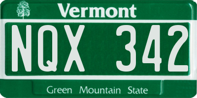 VT license plate NQX342