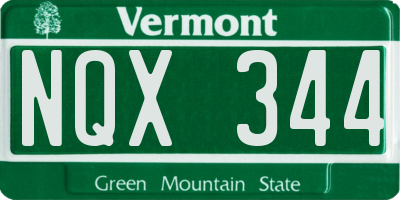 VT license plate NQX344