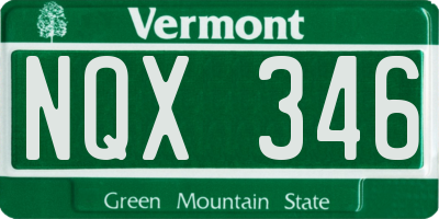VT license plate NQX346