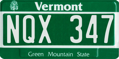 VT license plate NQX347