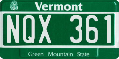 VT license plate NQX361