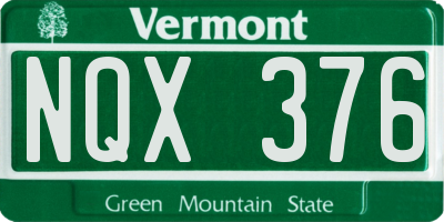 VT license plate NQX376