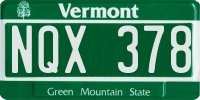 VT license plate NQX378