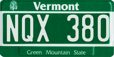 VT license plate NQX380