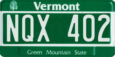 VT license plate NQX402