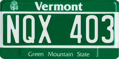 VT license plate NQX403