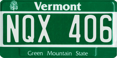 VT license plate NQX406