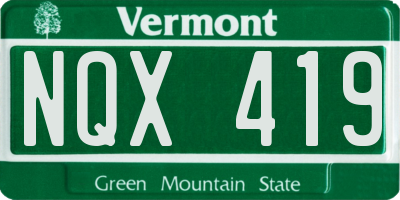 VT license plate NQX419