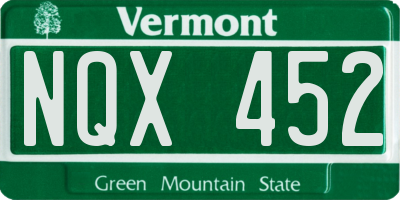 VT license plate NQX452