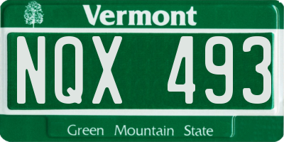 VT license plate NQX493