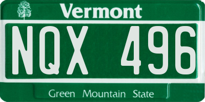 VT license plate NQX496