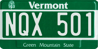 VT license plate NQX501
