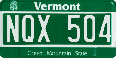 VT license plate NQX504