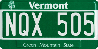 VT license plate NQX505