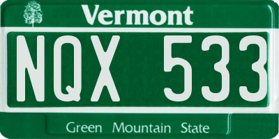VT license plate NQX533