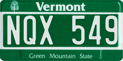 VT license plate NQX549