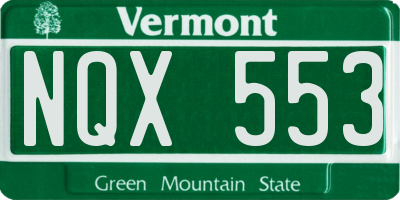 VT license plate NQX553