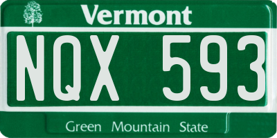 VT license plate NQX593