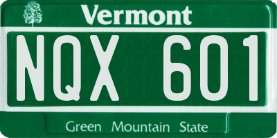 VT license plate NQX601
