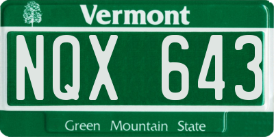 VT license plate NQX643