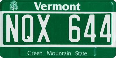 VT license plate NQX644