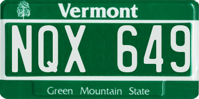 VT license plate NQX649