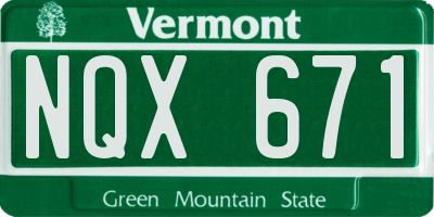 VT license plate NQX671