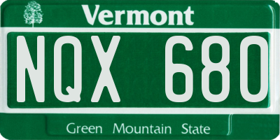 VT license plate NQX680