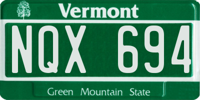 VT license plate NQX694