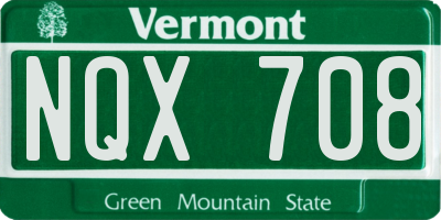 VT license plate NQX708