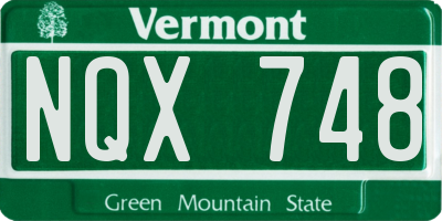 VT license plate NQX748