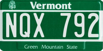 VT license plate NQX792